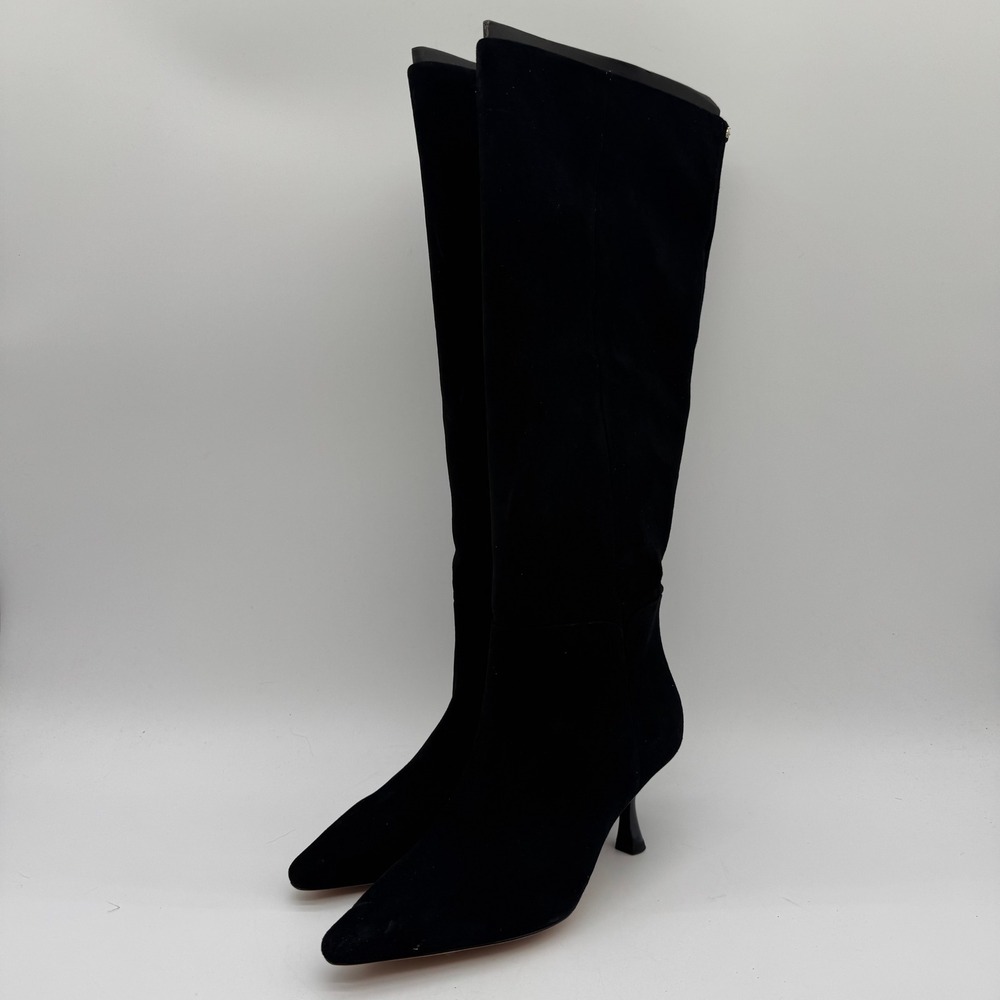 Kate Spade Adele Tall Boots Womens US 7 B Black Suede Pointed Toe Heels
